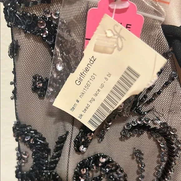 NWT Girlfriendz Elegant Black and Silver Evening Dress Size 8 - Picture 7 of 8